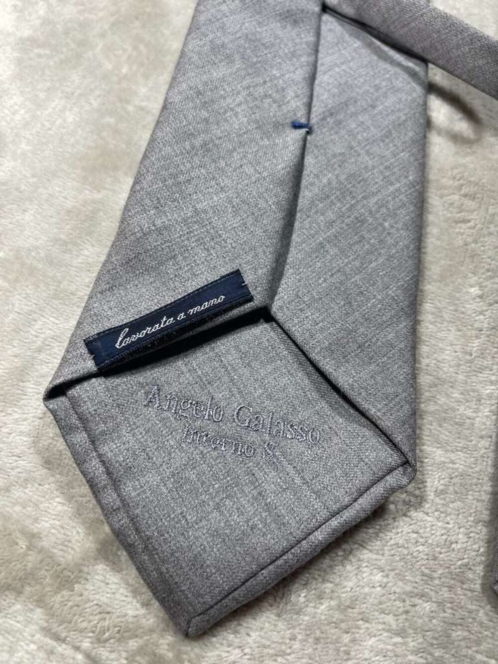Angelo Galasso Laine Wool Neck Tie Men's Gray Made in Italy - Picture 7 of 9